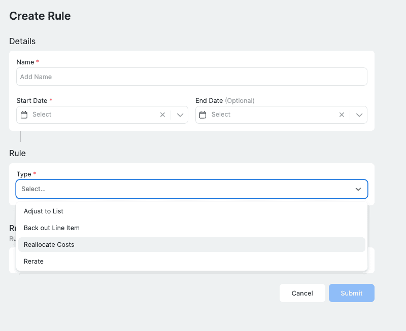 New Cost Allocation engine featuring new rule types
