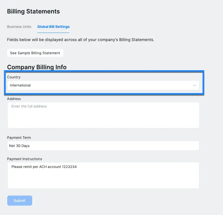 Ternary International billing