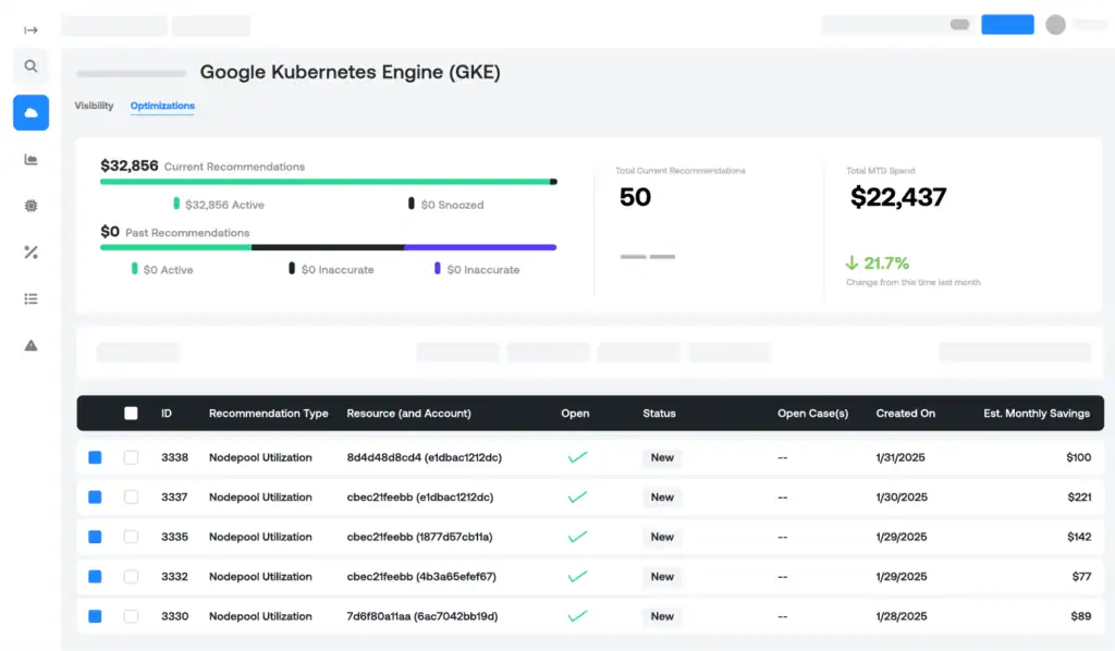 Google Kubernetes Engine dashboard