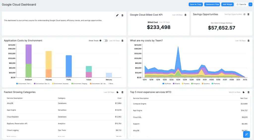 Ternary Google Cloud Dashboard