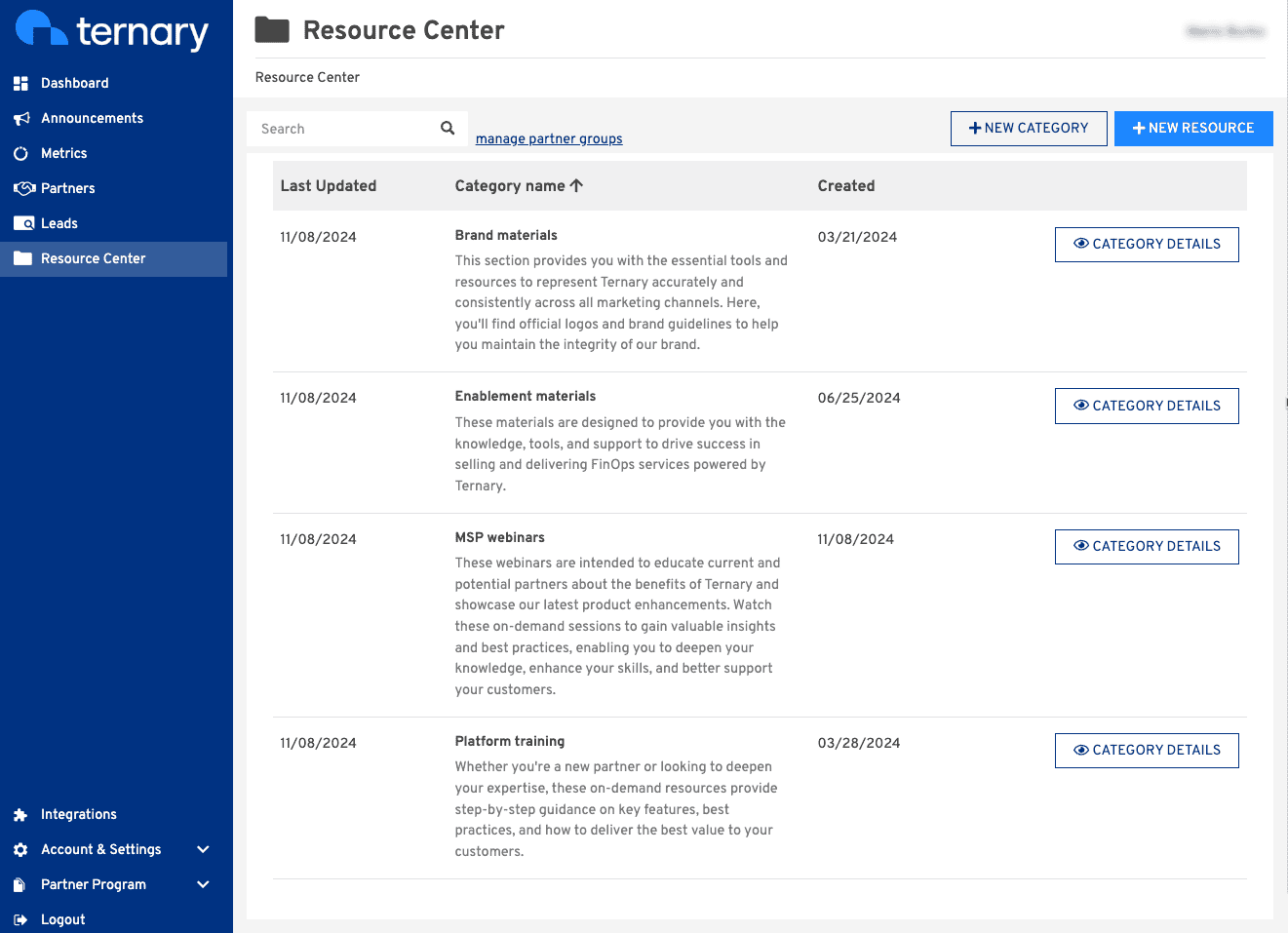 Partners can access key resources in the Ternary Partner Portal. 